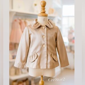 🆕🎀 C De C Girls Button Front Lined Khaki Trench Pea Coat Winter Fall Coat